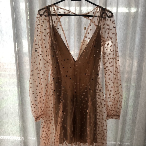 For Love & Lemons Sheer Star Maxi Dress Size Medium - Picture 7 of 11